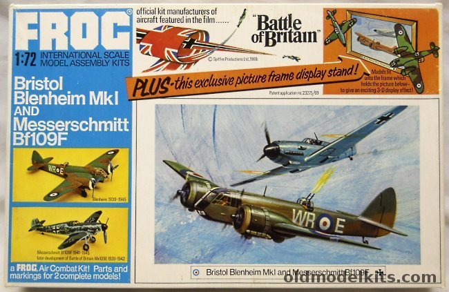 Frog 1/72 Battle of Britain Bristol Blenheim MkI and Messerschmitt Bf-109F, F512 plastic model kit